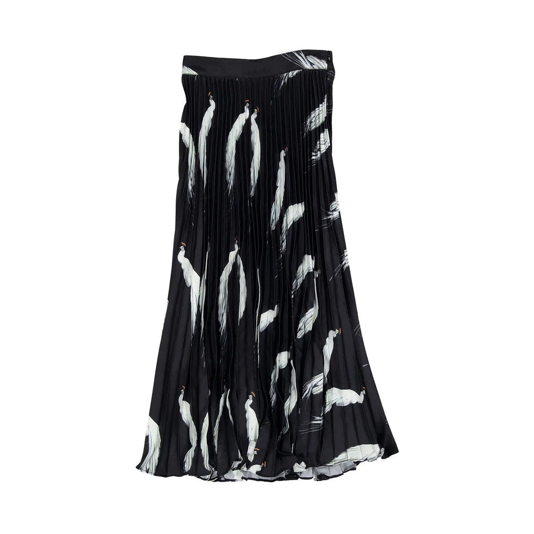 Black Birds Pleated Skirt - Black - Posh New York
