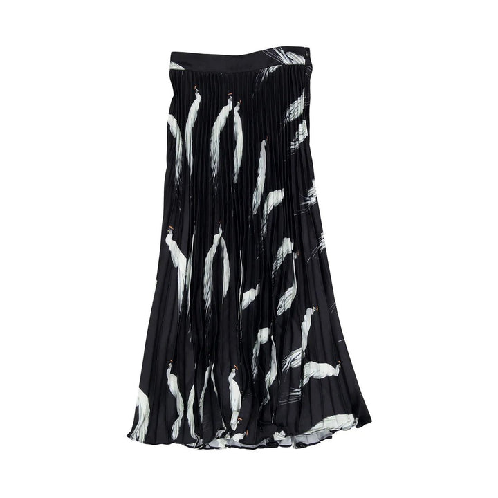Black Birds Pleated Skirt - Black - Posh New York