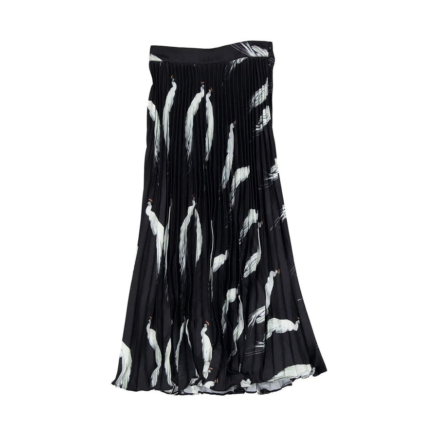 Black Birds Pleated Skirt - Black - Posh New York