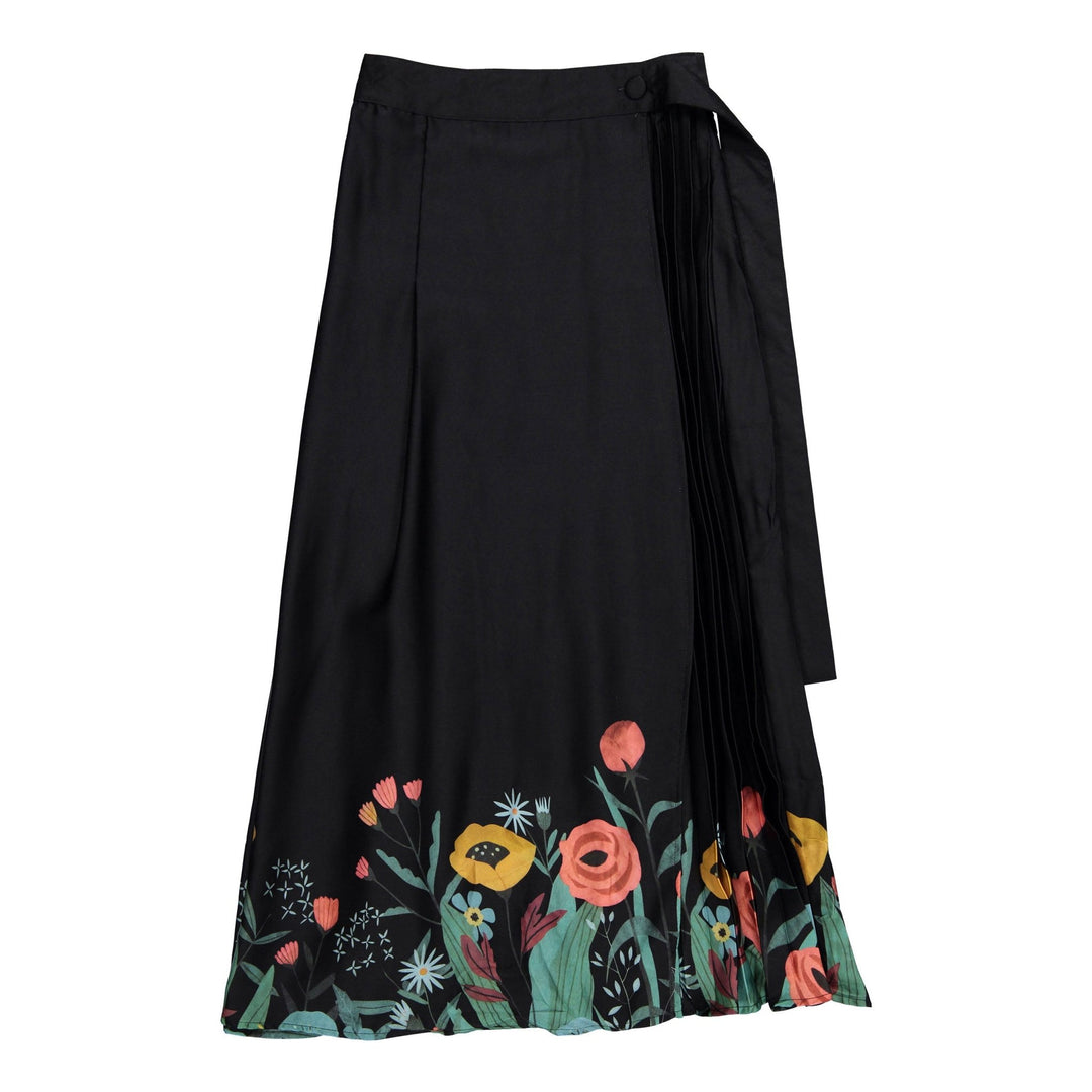 Black Bottom Design Pleated Skirt - Black - Posh New York