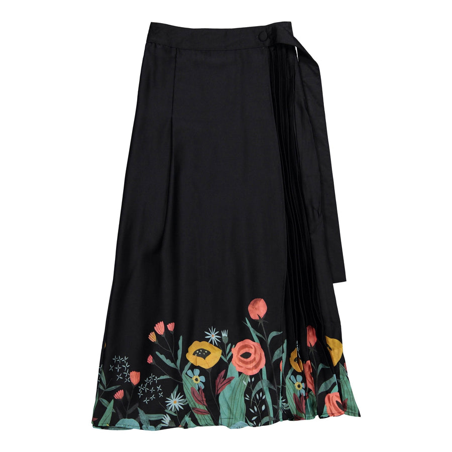 Black Bottom Design Pleated Skirt - Black - Posh New York