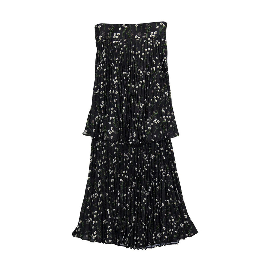 Black Floral Buds Layered Skirt - Print - Posh New York