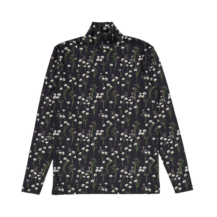 Black Floral Buds Turtleneck - Print - Posh New York