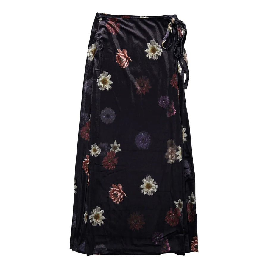Black Floral Velvet Skirt - Black - Posh New York
