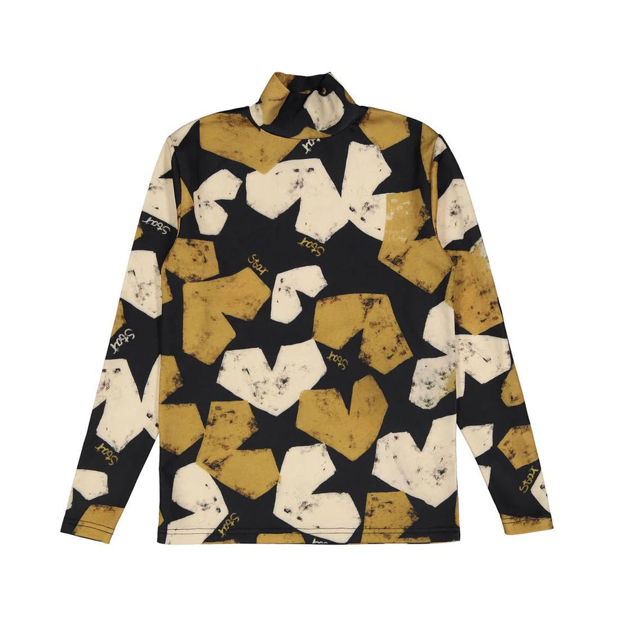 Black Golden Geo Hearts Turtleneck - Print - Posh New York
