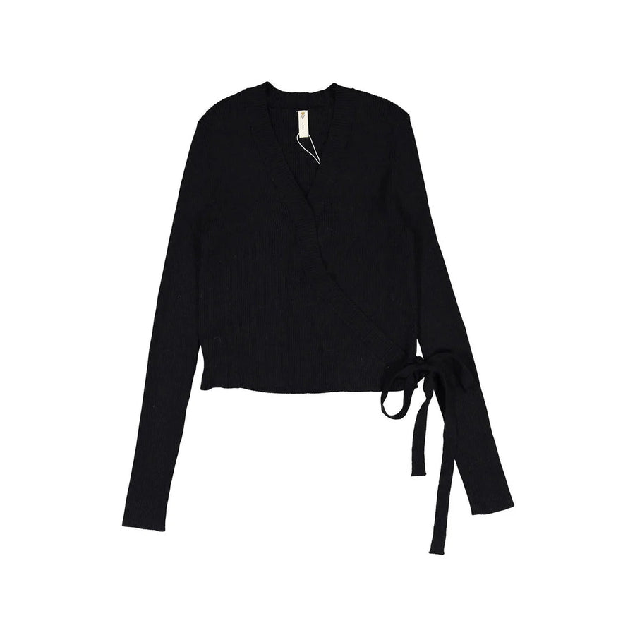 Black Knit Wrap Sweater - Posh New York