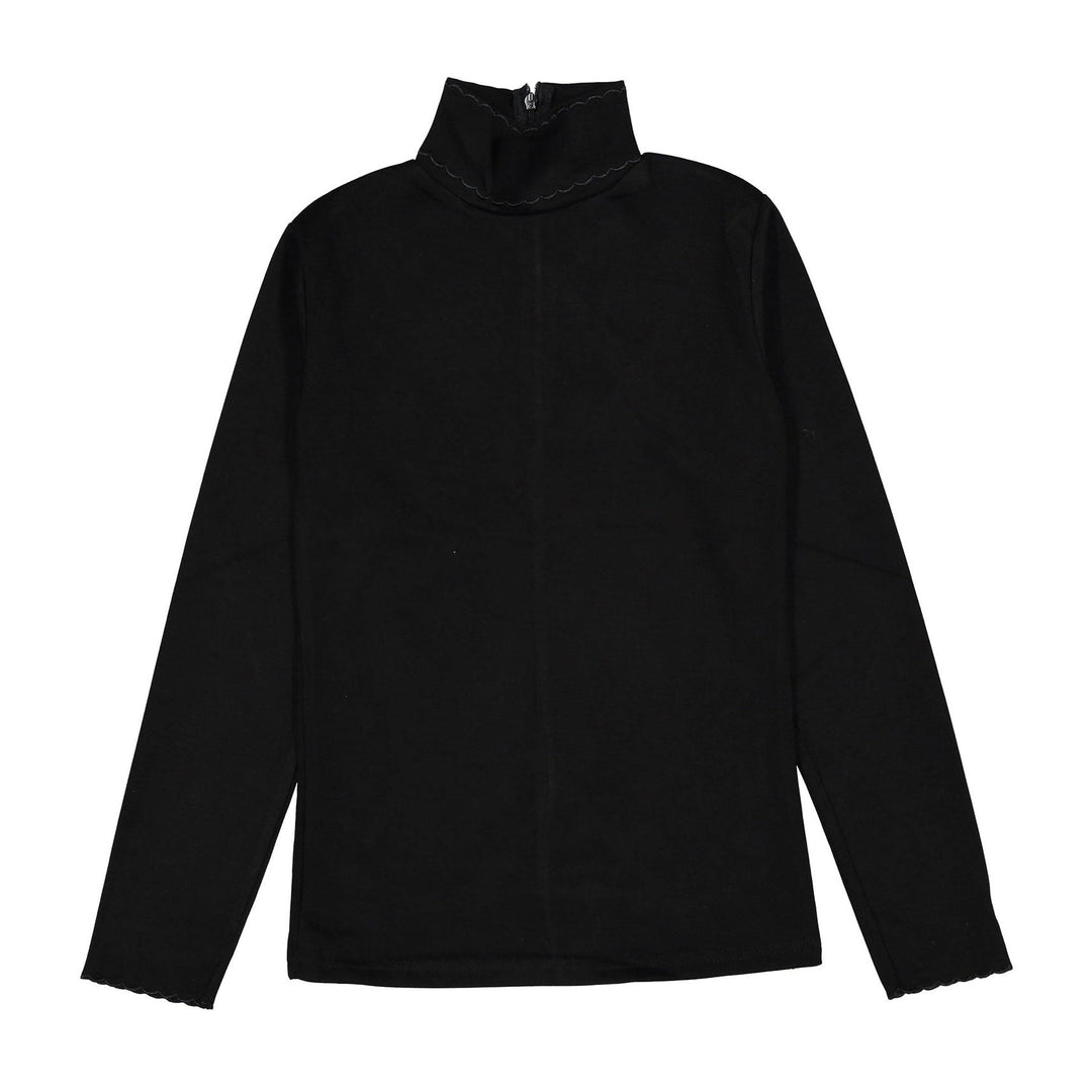 Black Mockneck with Embro Stitch - Black - Posh New York