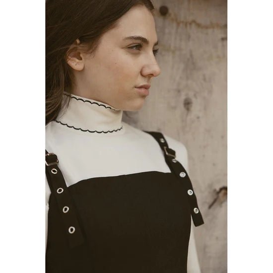 Black Pleated Buckle Jumper - Black - Posh New York