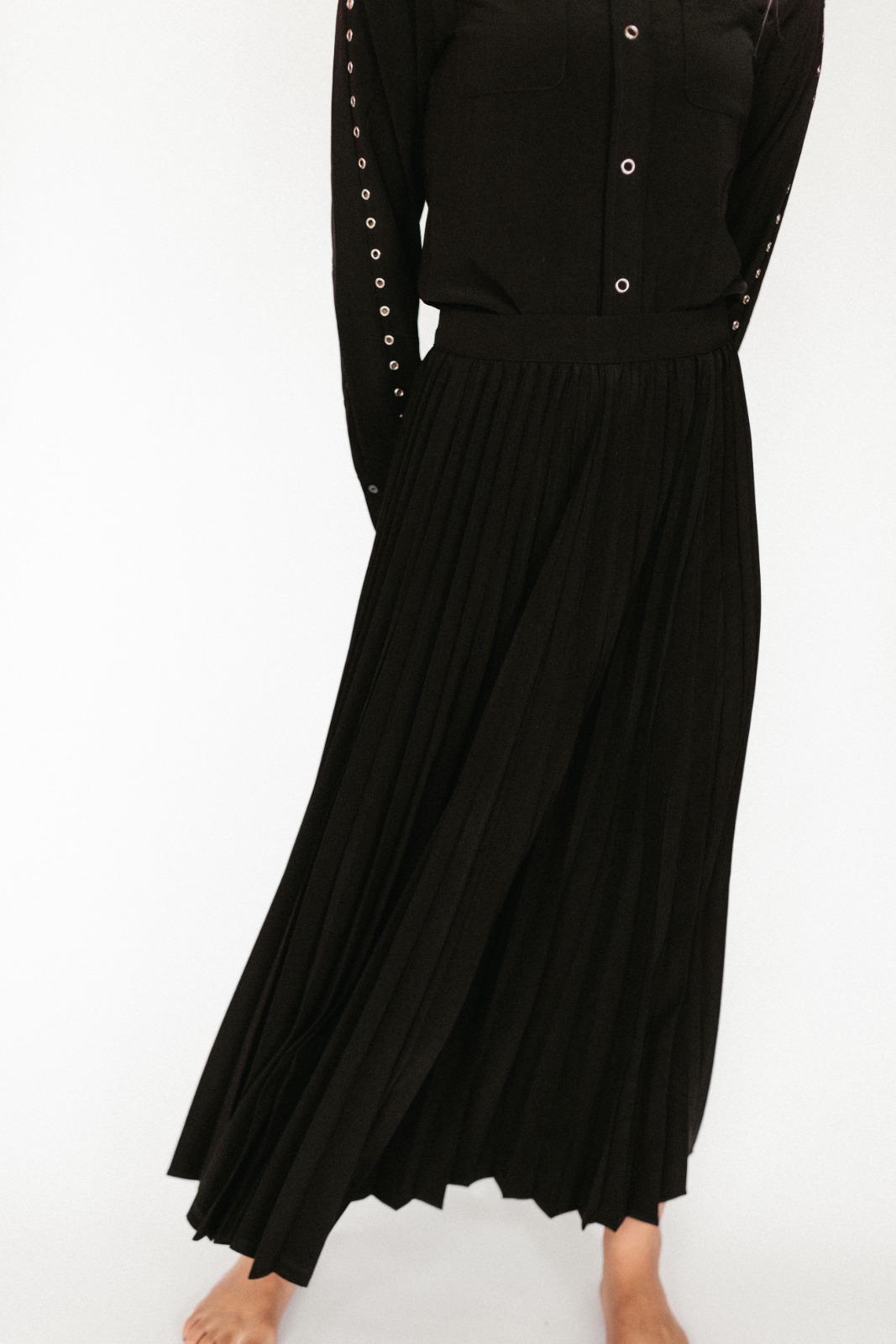 Black Pleated Maxi Skirt - Black - Posh New York