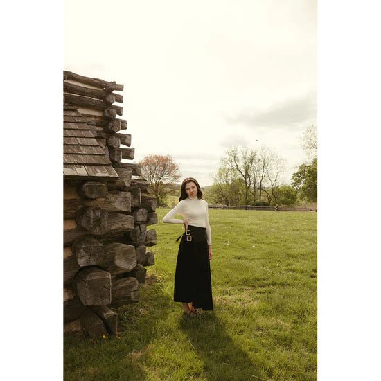 Black Velvet Buckle Skirt - Black - Posh New York