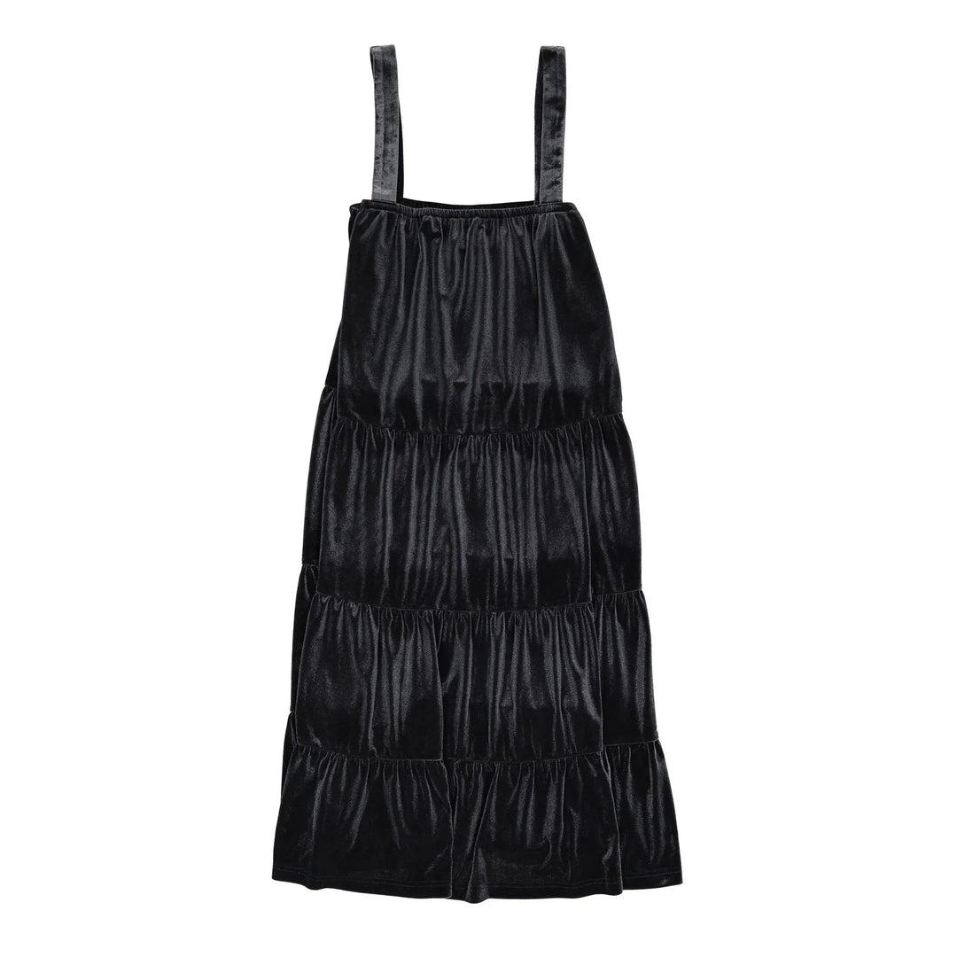 Black Velvet Tiered Jumper - Black - Posh New York