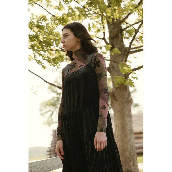 Black Velvet Tiered Jumper - Black - Posh New York