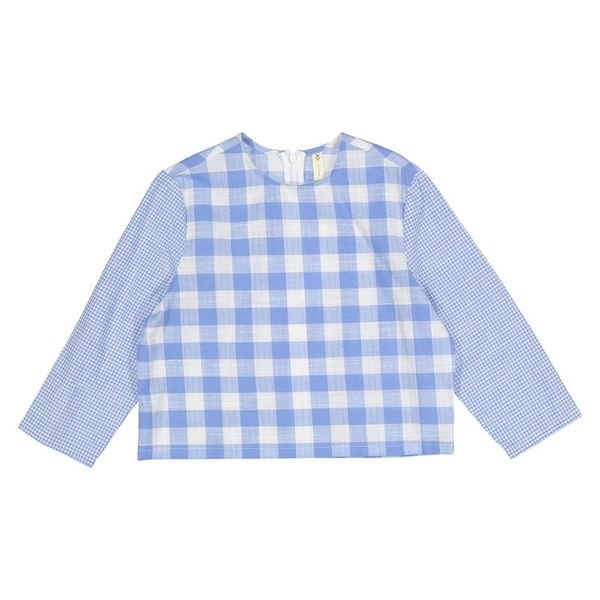 Blue Checked Blouse - Blue and White Plaid - Posh New York