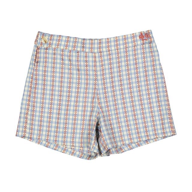 Blue Checked Shorts - Blue - Posh New York