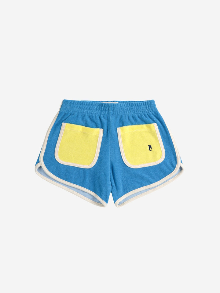 Blue Colorblock Terry Shorts - Light Blue - Posh New York