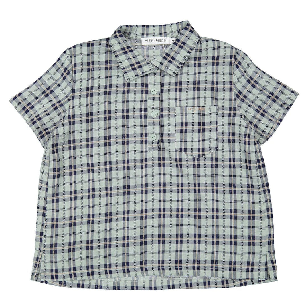 Blue Plaid Collared Shirt - Blue - Posh New York