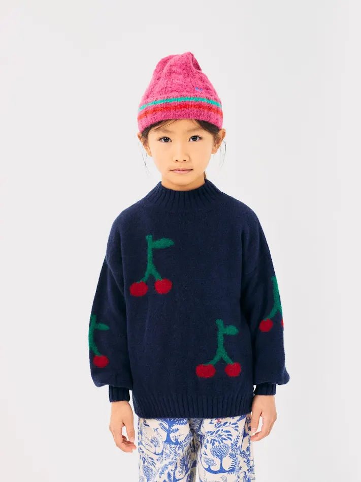 Bobo Cherry All Over Turtleneck Jumper - Navy Blue - Posh New York