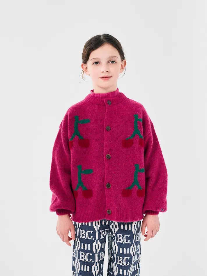 Bobo Cherry Intarsia Cardigan - Fuchsia - Posh New York