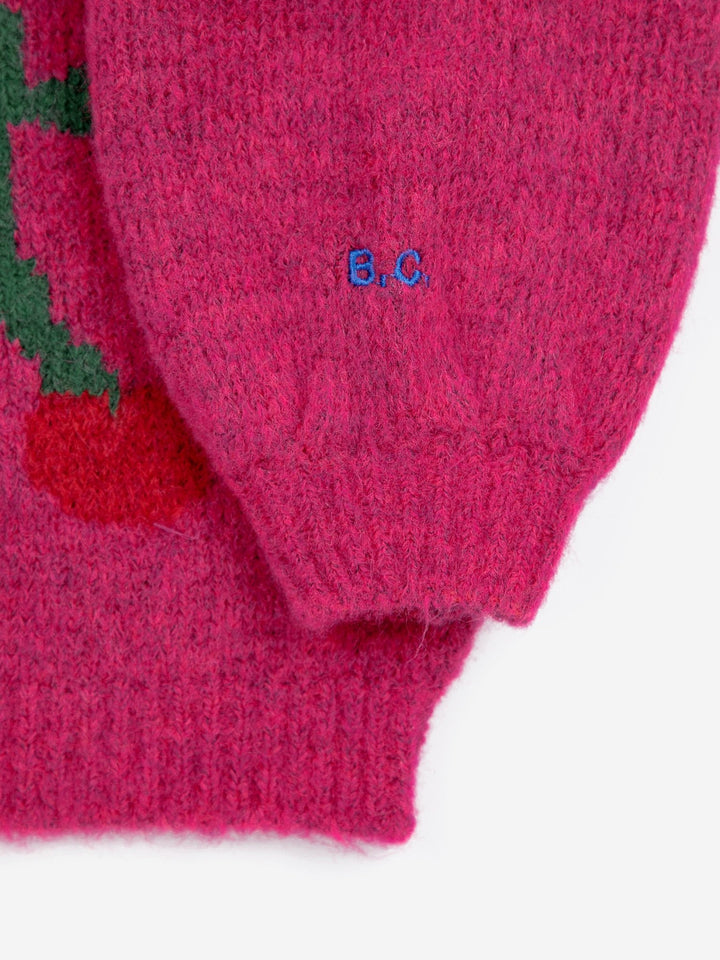 Bobo Cherry Intarsia Cardigan - Fuchsia - Posh New York