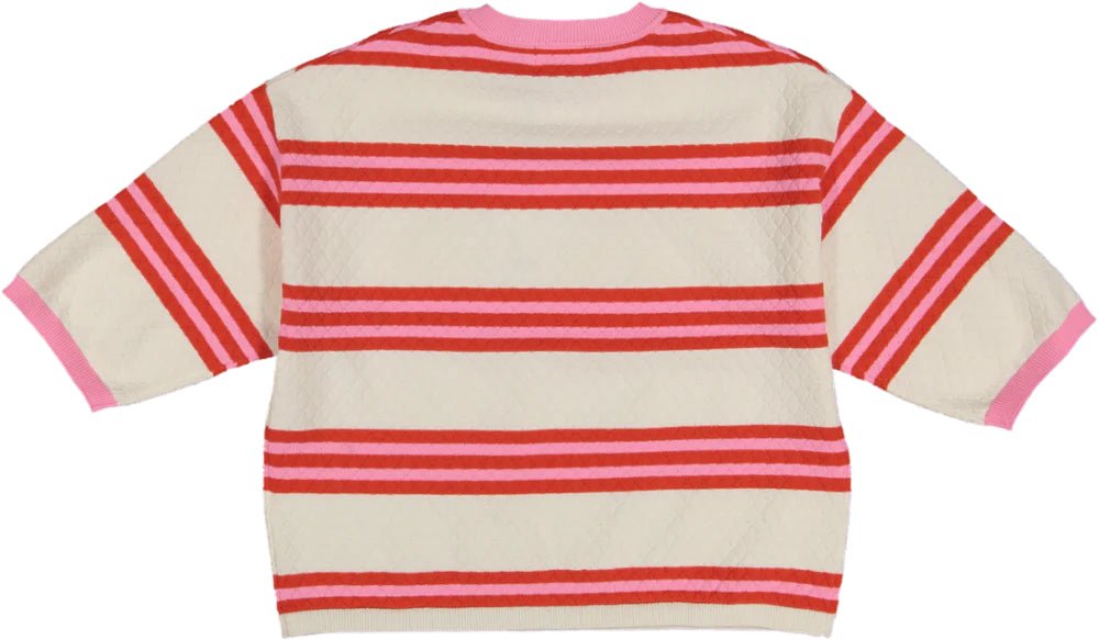 Box Pullover With Stripes Short/SL - Off White - Posh New York