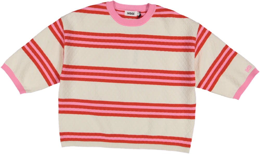 Box Pullover With Stripes Short/SL - Off White - Posh New York