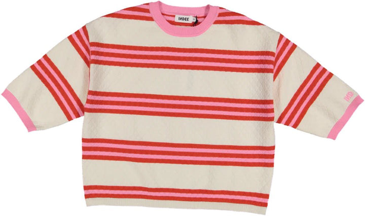 Box Pullover With Stripes Short/SL - Off White - Posh New York