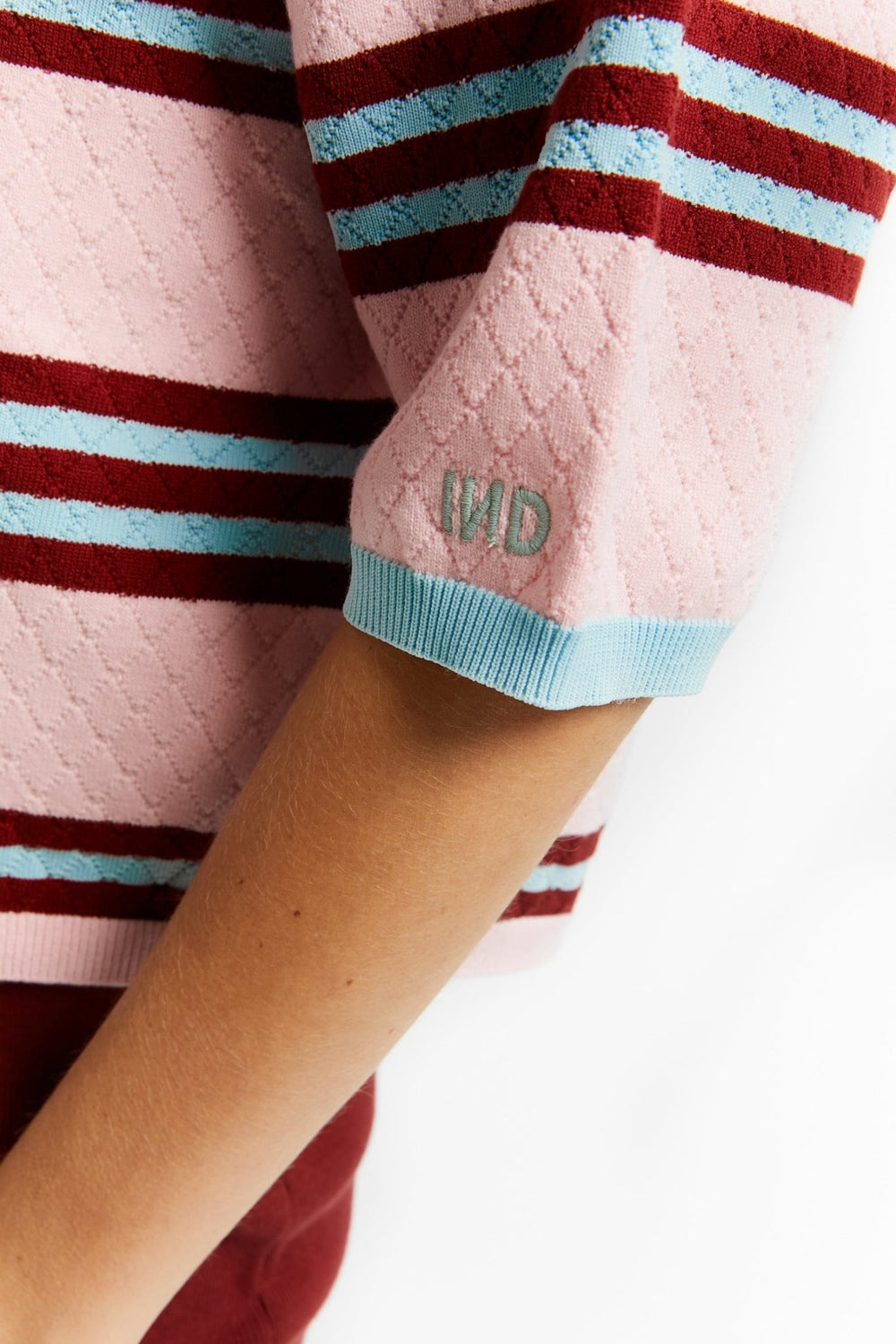 Box Pullover With Stripes Short/SL - Pink - Posh New York