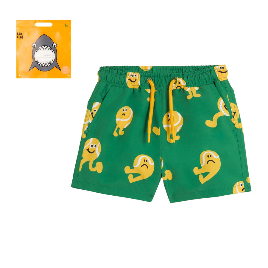 Boy Fleece Shorts W/ Football Patch - 469MC Green - Posh New York