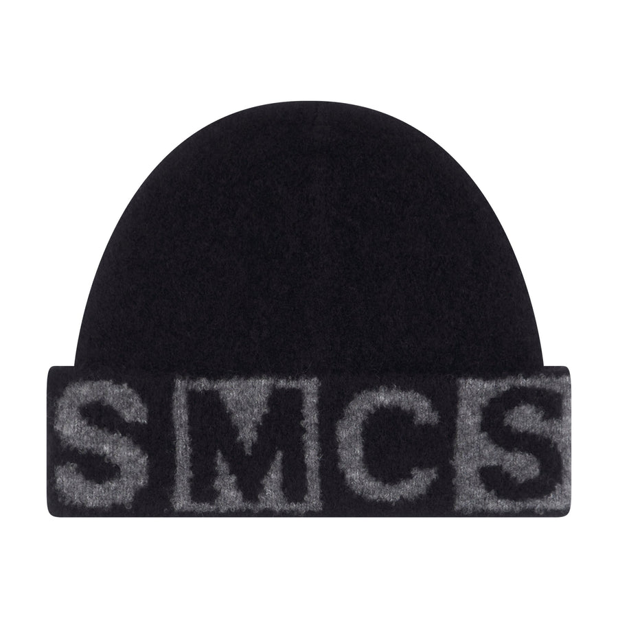 Boy Knit Hat with SMC Lettering Jacquard - Black - Posh New York