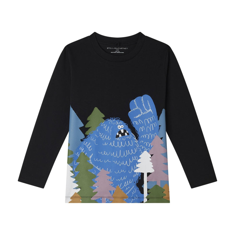 Boy LS T-Shirt with Mountain Yeti Print - Black - Posh New York