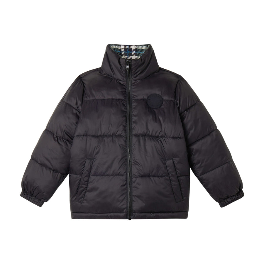 Boy Reversible Puffer with Logo Badge - Black - Posh New York