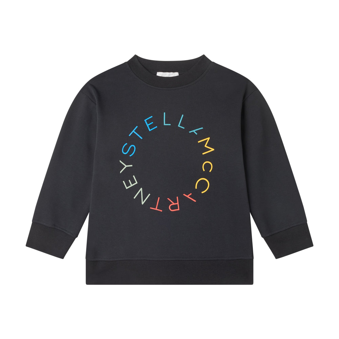 Boy Sweatshirt with Logo Disk Print - Black - Posh New York