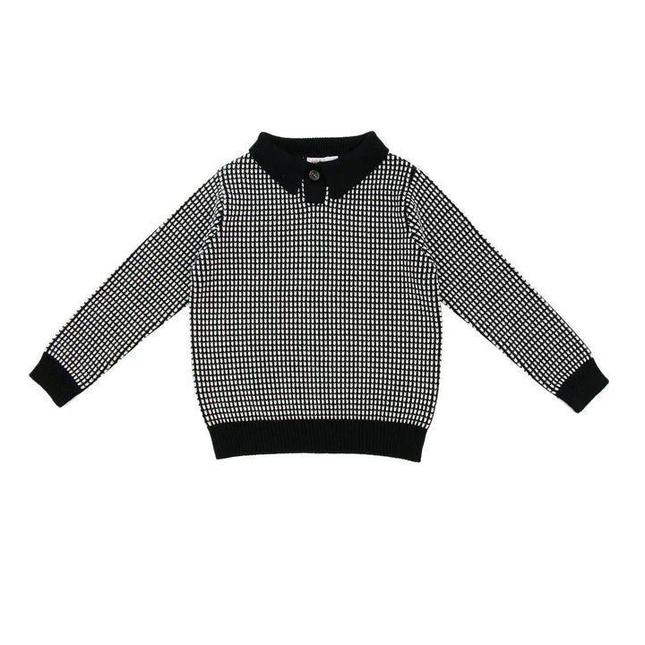 Boys Collared Sweater - Black/White - Posh New York