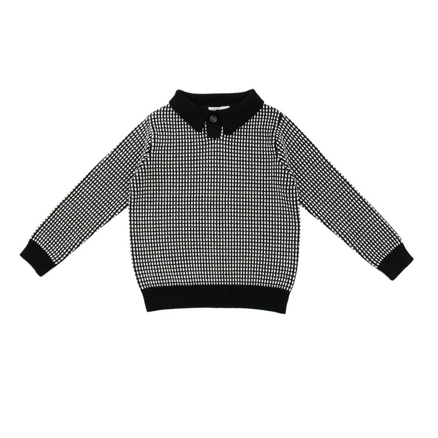 Boys Collared Sweater - Black/White - Posh New York