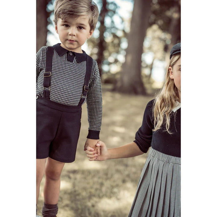 Boys Collared Sweater - Black/White - Posh New York