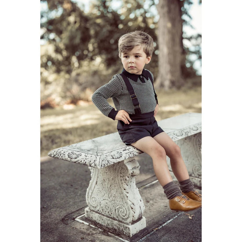 Boys Collared Sweater - Black/White - Posh New York
