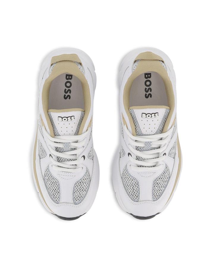 Branded Rubber Badge On Side Of Sneaker - 10P White - Posh New York