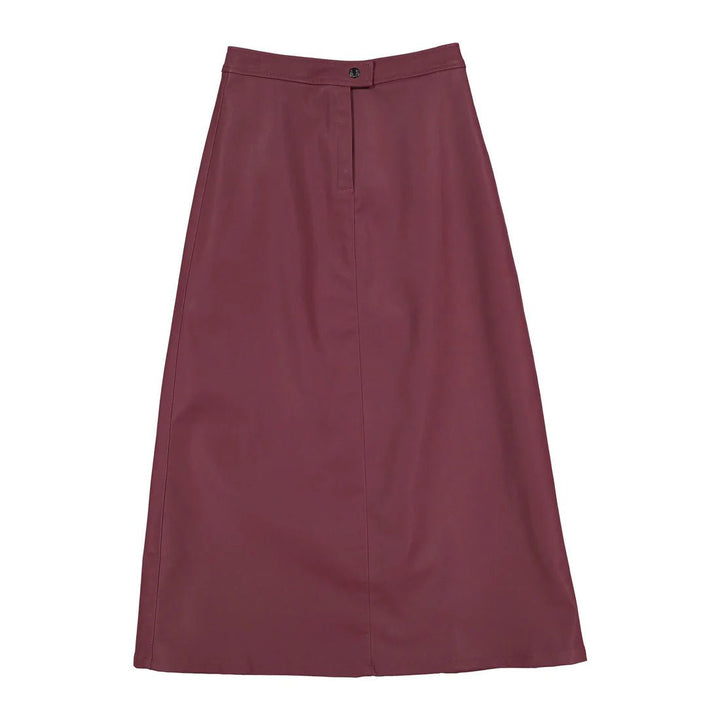 Bright Umber Leather Maxi Skirt - Umber - Posh New York