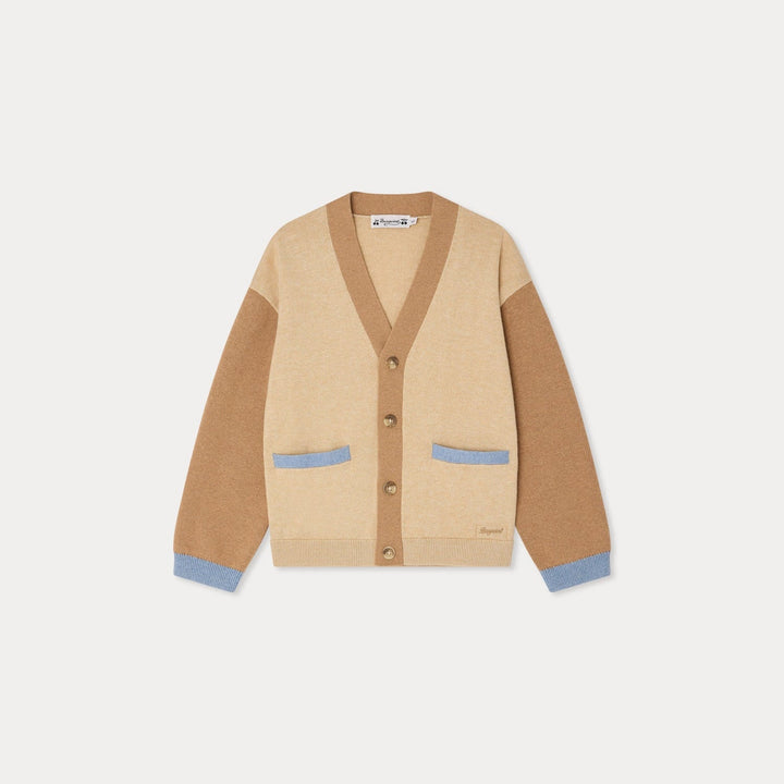 Brown and Blue V - Neck Cardigan - Beige Chine 160B - Posh New York