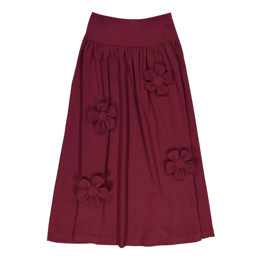 Burgundy Flower Detailed Skirt - Burgundy - Posh New York