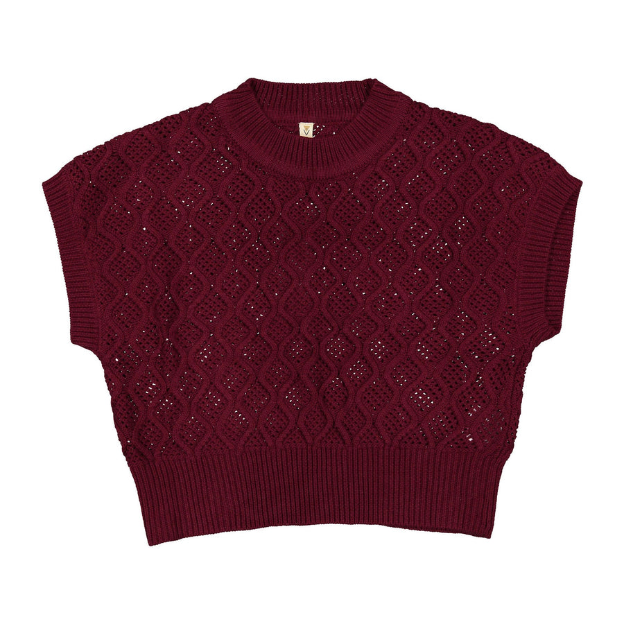 Burgundy Knit Vest - Burgundy - Posh New York