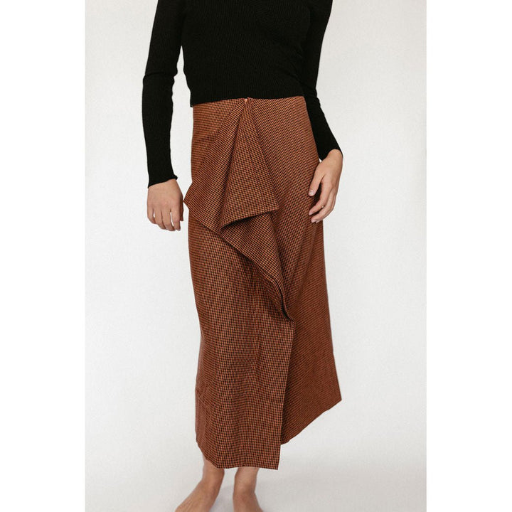 Burnt Orange Wool Ruffle Skirt - Posh New York