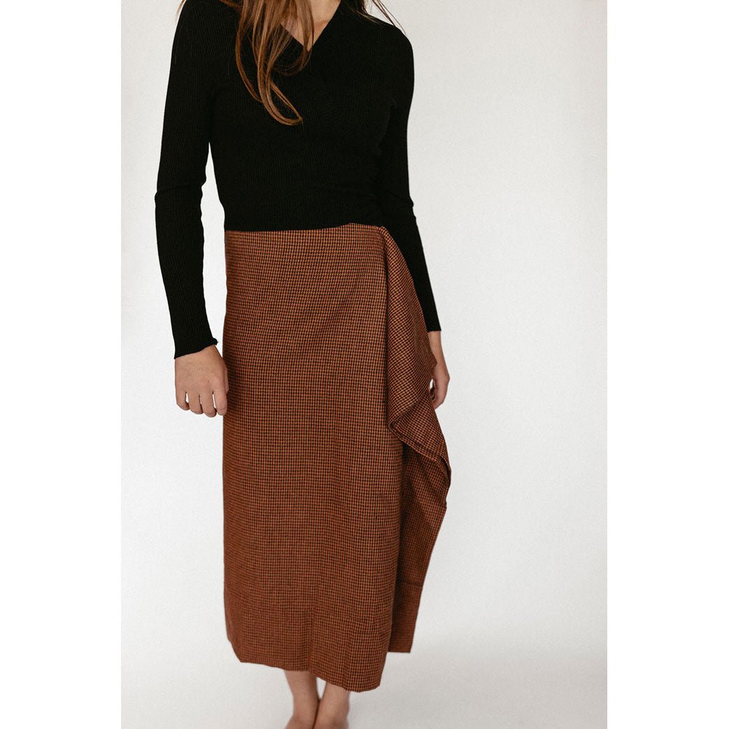 Burnt Orange Wool Ruffle Skirt - Posh New York