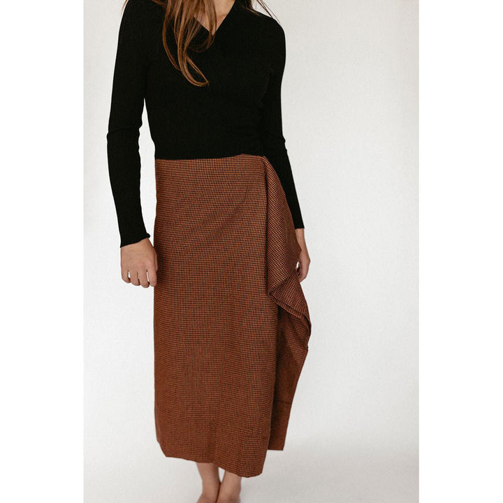 Burnt Orange Wool Ruffle Skirt - Posh New York