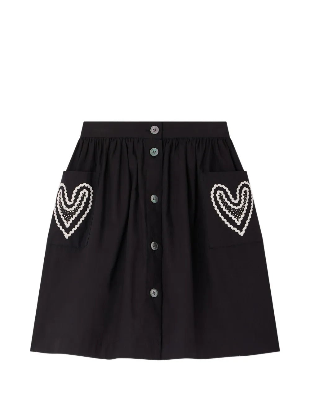 Button Skirt With Heart Pockets - Faux Noir 199A - Posh New York