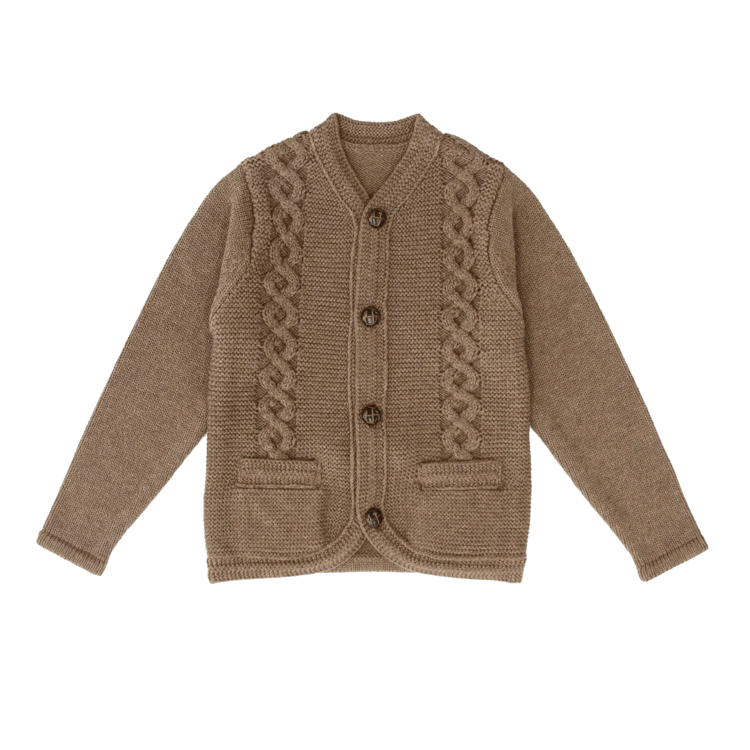 Cabled Knit Cardigan - Mocha - Posh New York