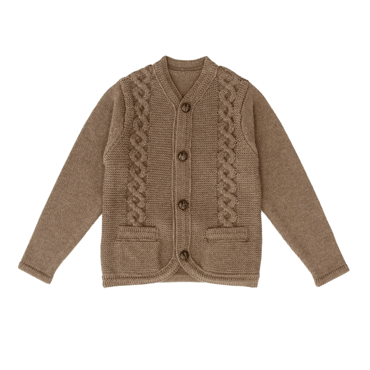 Cabled Knit Cardigan - Mocha - Posh New York