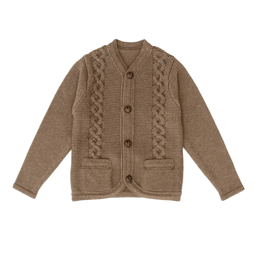Cabled Knit Cardigan - Mocha - Posh New York