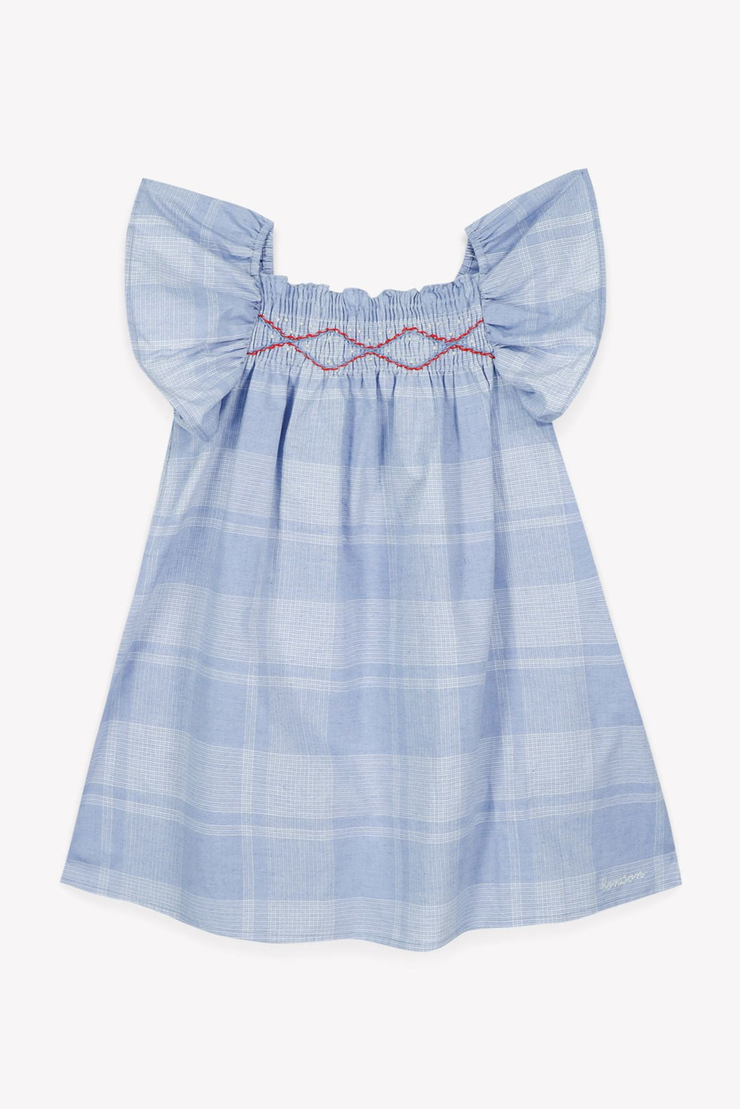 Chambray Plaid Dress - Chambray Carreaux - Posh New York