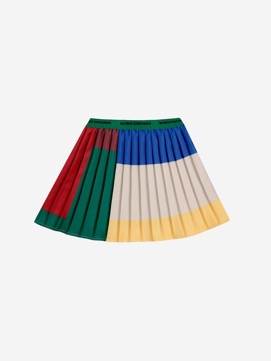 Color Block Pleated Woven Skirt - Multicolor - Posh New York